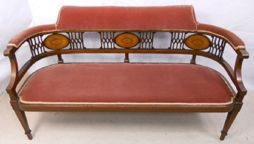 fig 1. Edwardian Inlaid Mahogany Salon Two Seater Settee