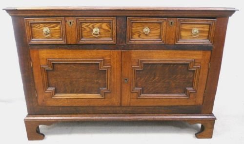 Victorian Period Jacobean Style Oak Side Cabinet Raised on Bracket Feet