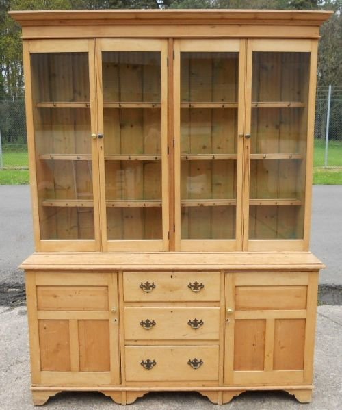 Edwardian Pine Four Door Bookcase Dresser