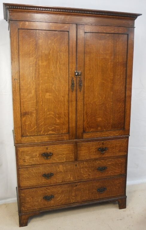 fig 1. Georgian Oak Linen Press Cupboard on Chest