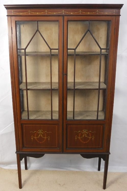Edwardian Inlaid Mahogany China Display Cabinet