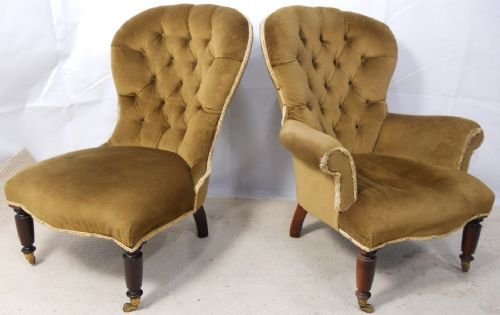 fig 1. Pair Victorian Upholstered Tub Chairs