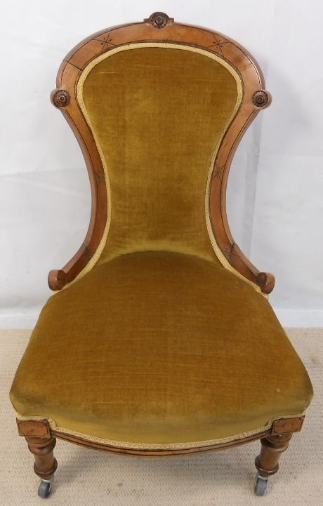 Victorian Walnut Framed Upholstered Nursing Chair