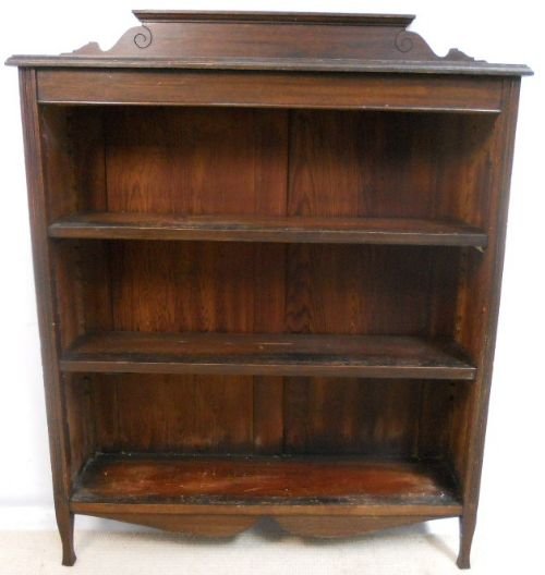 Edwardian Oak Standing Open Bookshelf Cabinet