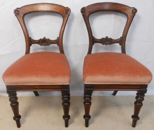 Pair Victorian Mahogany Upholstered Seat Dining Chair
