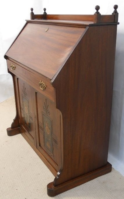 fig 1. Art Nouveau Mahogany Writing Bureau Desk