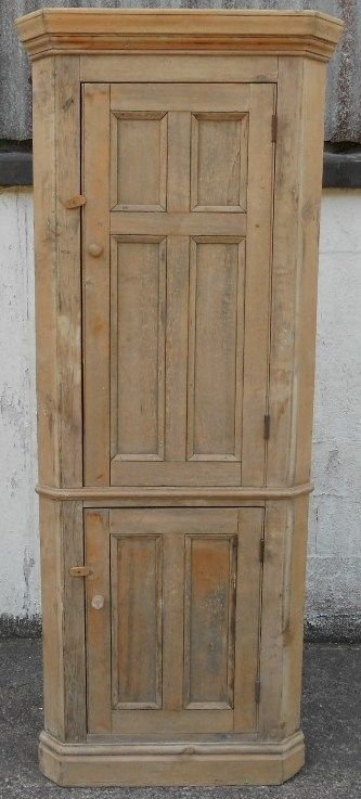 Rustic Pine Tall Standing Double Corner Cupboard