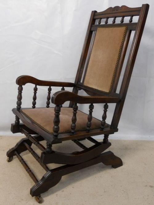 Edwardian Walnut Frame Rocking Armchair