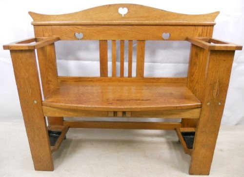 Art Nouveau Light Oak Hall Bench