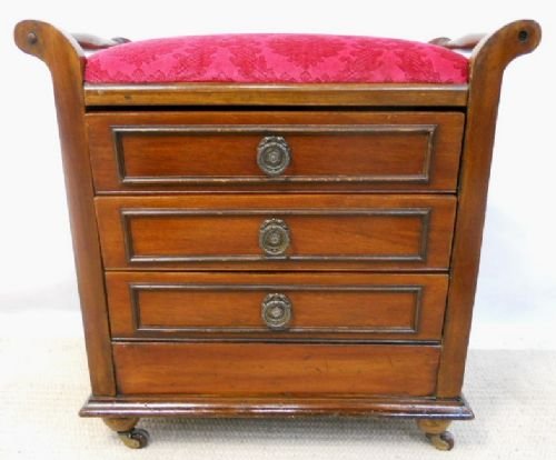Edwardian Mahogany Piano Stool Cabinet