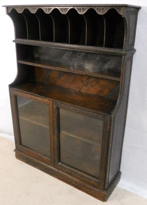 fig 1. Victorian Carved Dark Oak Hall Cabinet