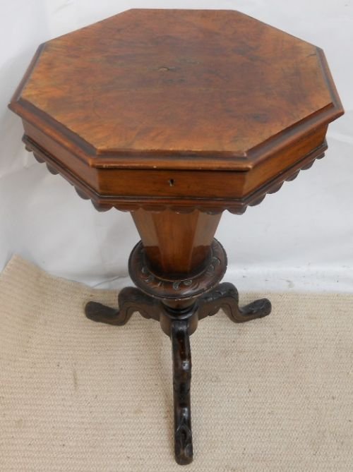 Victorian Walnut Trumpet Workbox