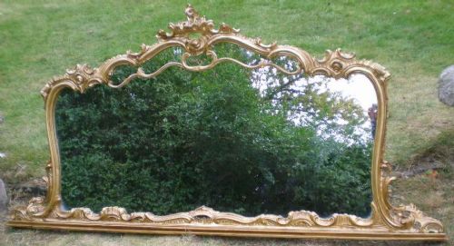 Large Ornate Gilt Framed Italian Overmantle Mirror