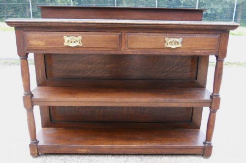 fig 1. Edwardian Oak Dumb Waiter Serving Stand Sideboard