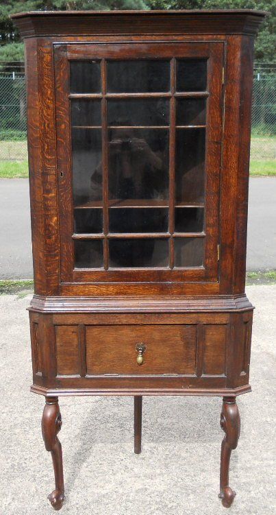 Victorian Oak Corner Cupboard on Stand