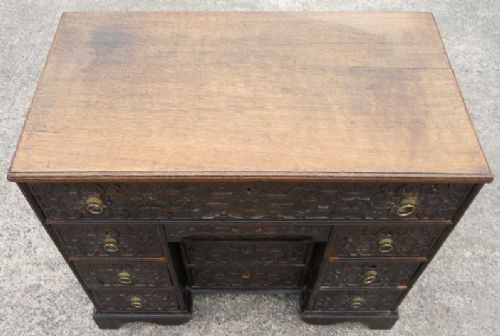 fig 1. Georgian Small Carved Oak Kneehole Writing Desk