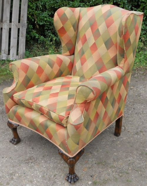 Large Georgian Style Wingback Fireside Armchair