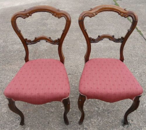 Pair Victorian Walnut Dining Chairs