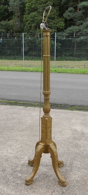 Gilt Chippendale Style Carved Standard Lamp