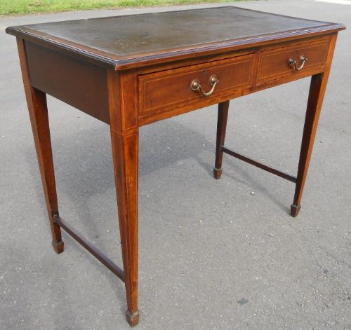 Edwardian Inlaid Two Drawer Writing Table