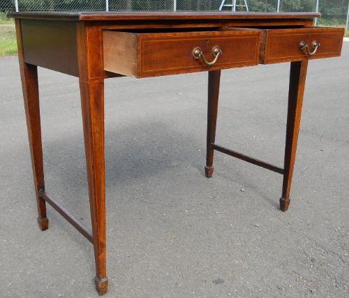 fig 1. Edwardian Inlaid Two Drawer Writing Table