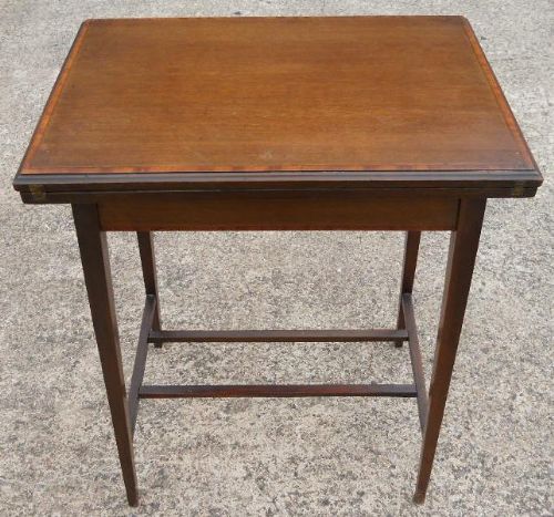 Edwardian Inlaid Mahogany Small Foldover Card Table