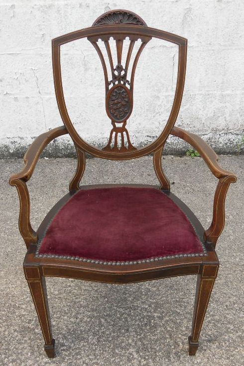 Georgian Style Inlaid Mahogany Salon Armchair