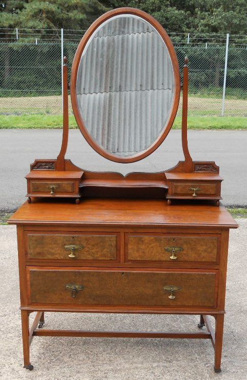 Edwardian Tall Walnut Dressing Table