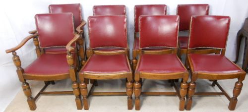 Set of Eight Deco Oak Dining Chairs