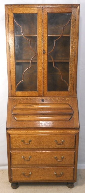 Deco Golden Oak Bureau Bookcase