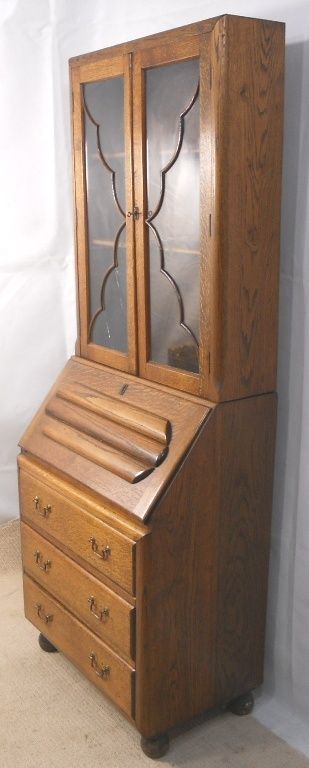 fig 1. Deco Golden Oak Bureau Bookcase