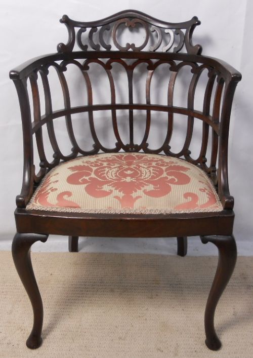 Edwardian Carved Mahogany Tub Armchair