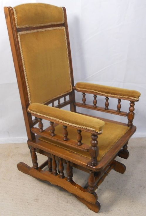 Edwardian Walnut Framed Upholstered Rocking Armchair