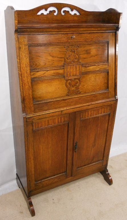 fig 1. Oak Writing Cabinet Bureau