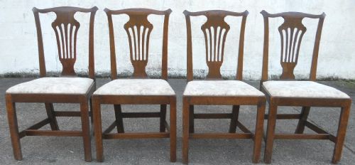 Set of Four Georgian Oak Dining Chairs