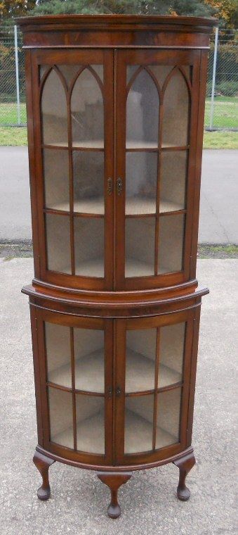 Tall Mahogany Bowfront Corner China Display Cabinet