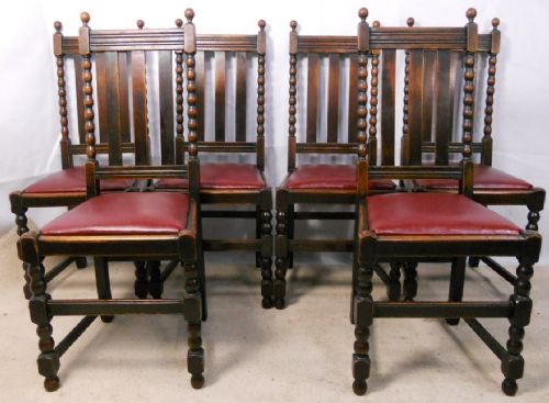 Set of Six Oak Highback Dining Chairs