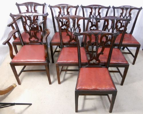 Set of Eight Chippendale Style Mahogany Dining Chairs