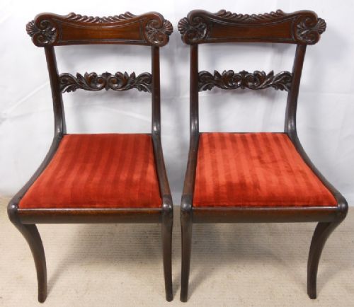 Pair Regency Mahogany Sabre Leg Dining Chairs