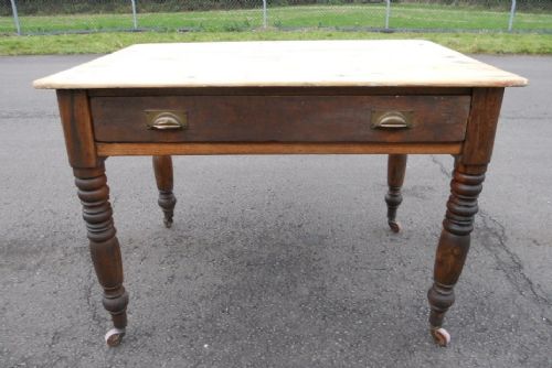 fig 1. Victorian Kitchen Pine & Oak Farmhouse Table