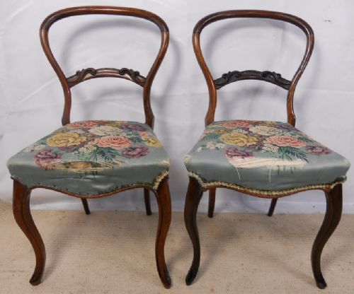 Pair Early Victorian Rosewood Dining Chairs