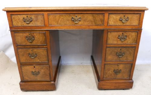 fig 1. Edwardian Walnut Kneehole Writing Desk