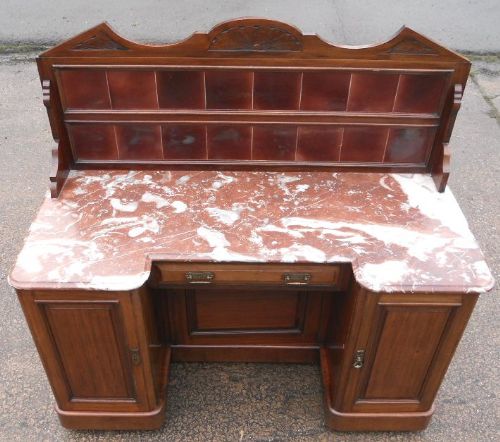 fig 1. Victorian Large Three Door Mahogany Marble Top Washstand