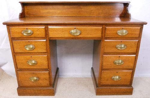 Edwardian Narrow Mahogany Pedestal Kneehole Writing Desk