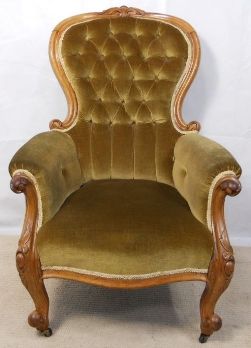 Victorian Mahogany Framed Fireside Armchair