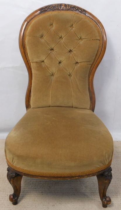 Victorian Walnut Framed Upholstered Nursing Chair