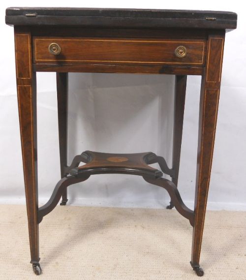Edwardian Rosewood Inlaid Envelope Card Table