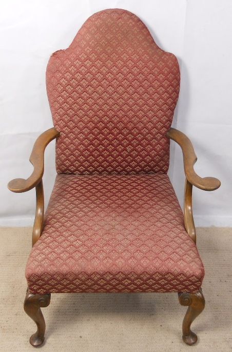 Georgian Style Mahogany Library Armchair for Re-upholstery