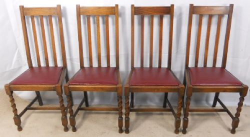 Set of Four Oak Highback Dining Chairs