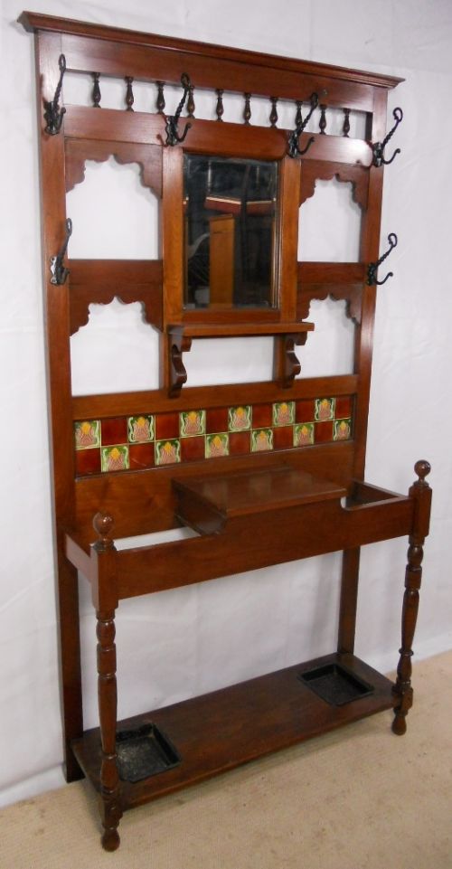 Art Nouveau Edwardian Mahogany Hallstand